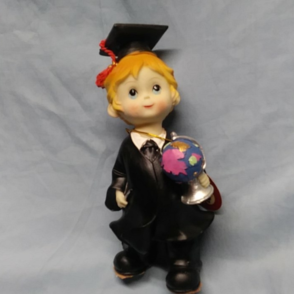 Hand made hand painted boy graduate grad figurine